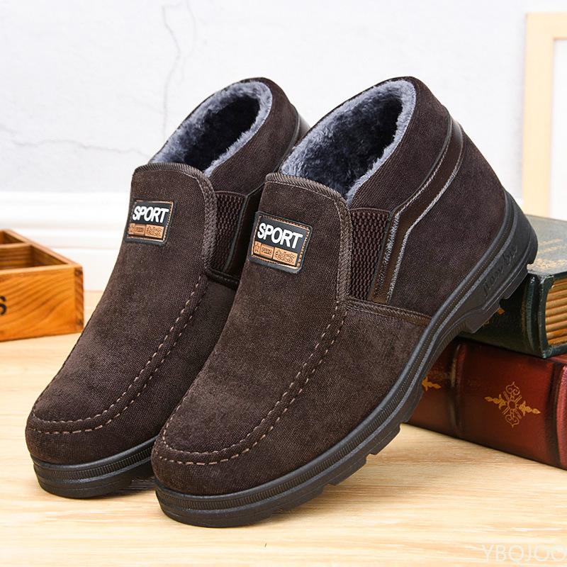 Erkek Bilek Botları Moda Siyah Kısa Botlar Erkekler İçin Sıcak Peluş Ayakkabılar Erkek El Yapımı Yumuşak Spor Ayakkabılar Erkek Açık Hava Yürüyüş Düz Ayakkabılar