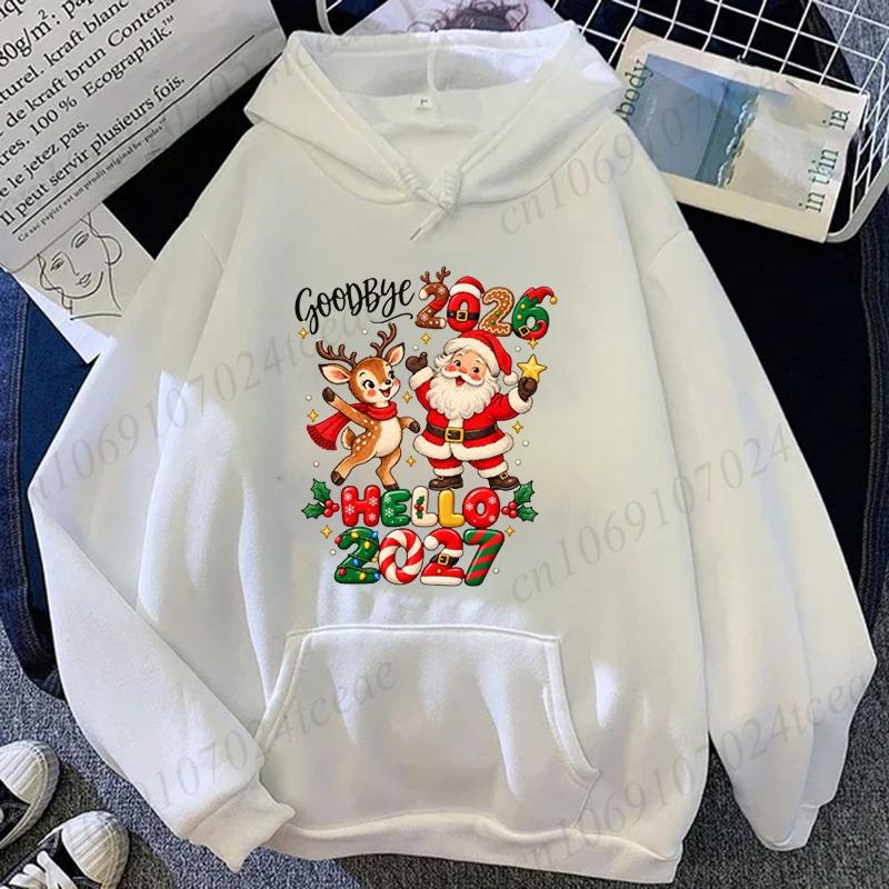 Goodbye 2026 Hello 2027 Christmas Hoodie New Year Sweatshirt Holiday Pullover Tracksuits Hooded Sweatshirt