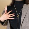 Maillard Tiger Eye Tassel Necklace for Women - Autumn/Winter Retro Fashion Sweater Chain