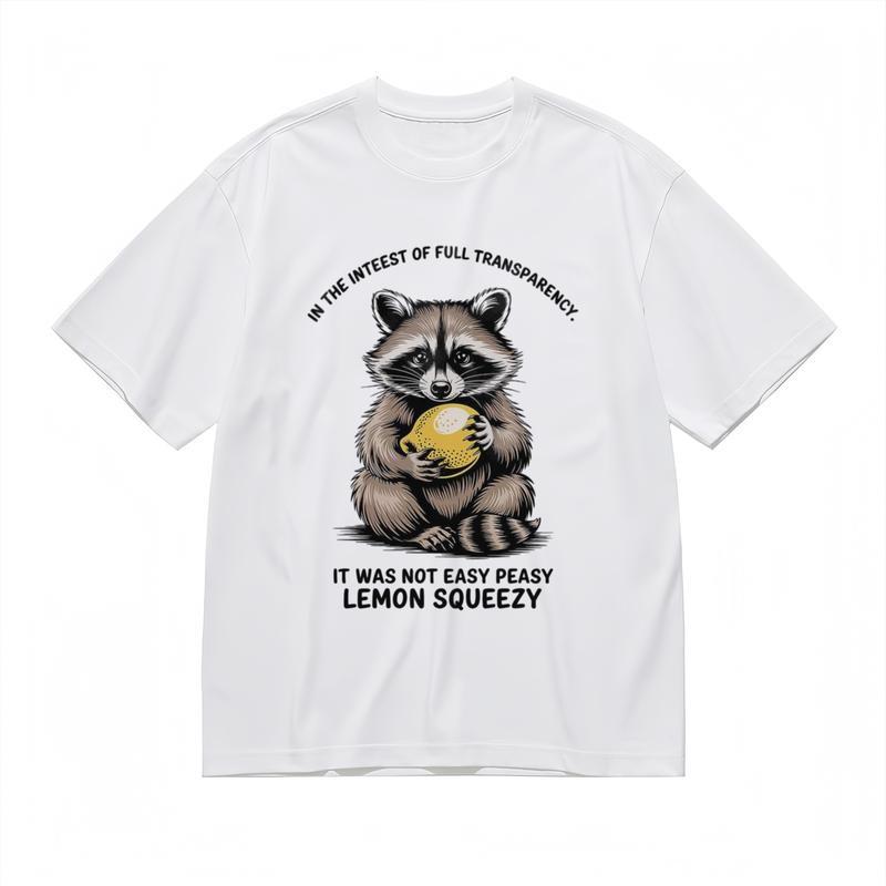 

Men s Breathable Fashion Classic T-Shirt Adorable Raccoon Character Design Tee 2XL