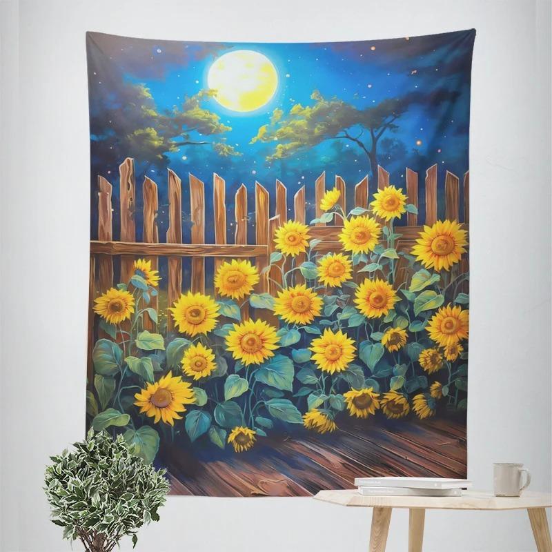 

Декоративный гобелен с рисунком подсолнуха, украшение для дома, офис, гостиная, гобелен 100x75cm