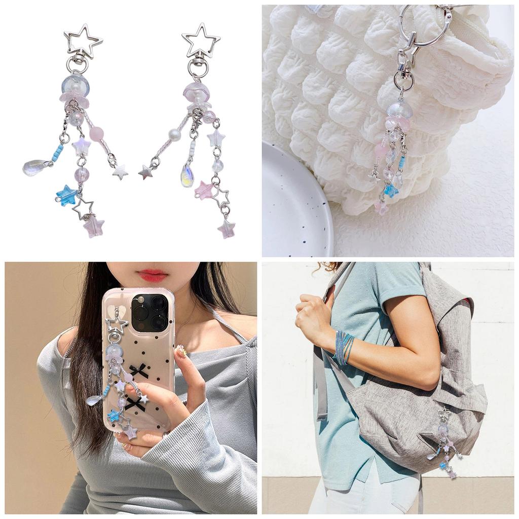 Multipurpose Star Blossom Beaded Phone Charm Strap Trendy Multiuse Keychain for Trendy Women Stylish Outfits Daily Use