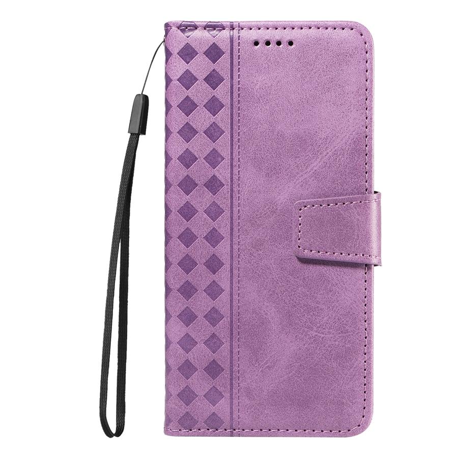 Vintage Embossed Checkered Wallet Case for iPhone/Samsung/Xiaomi 3 Card Slots & Thumb Slot | Cash Pocket Kickstand Phone Case Cover