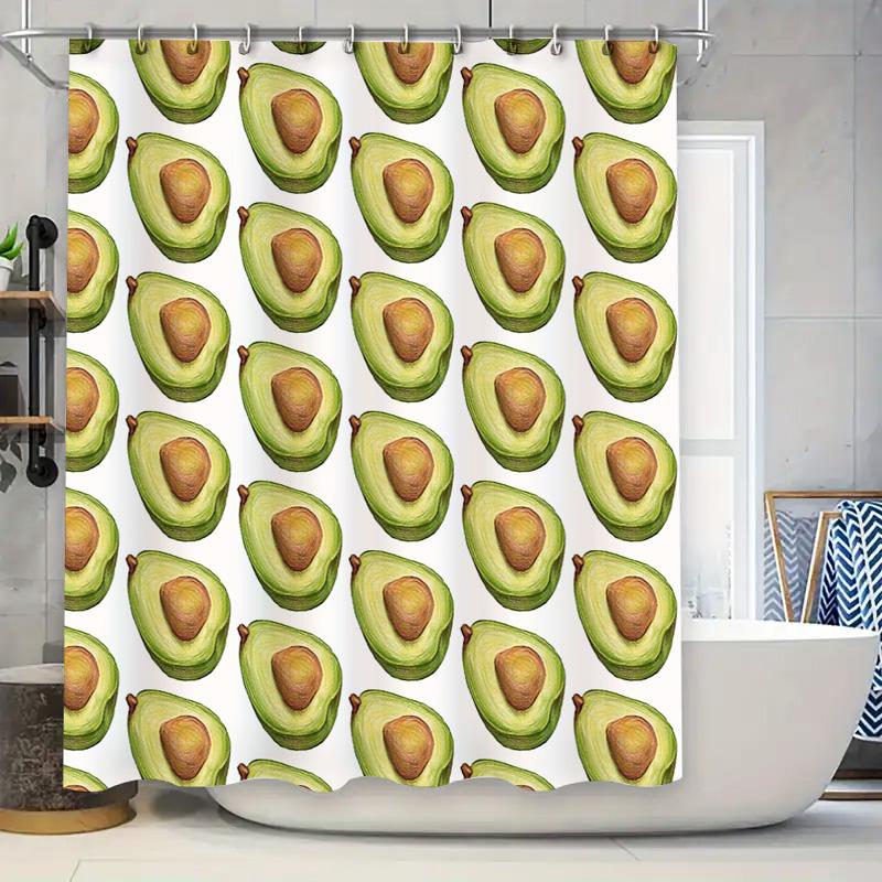 

Farmhouse Avocado Shower Curtain Tropical Fruit Pattern Bathroom Decor Washable Fabric Liner Set Modern Coastal Home Decor W60H190(CM)-1 Pcs