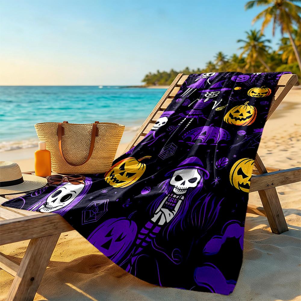 Halloween Beach Towel Super Soft Microfiber Quickdry Fabric Comfortable Lightweight