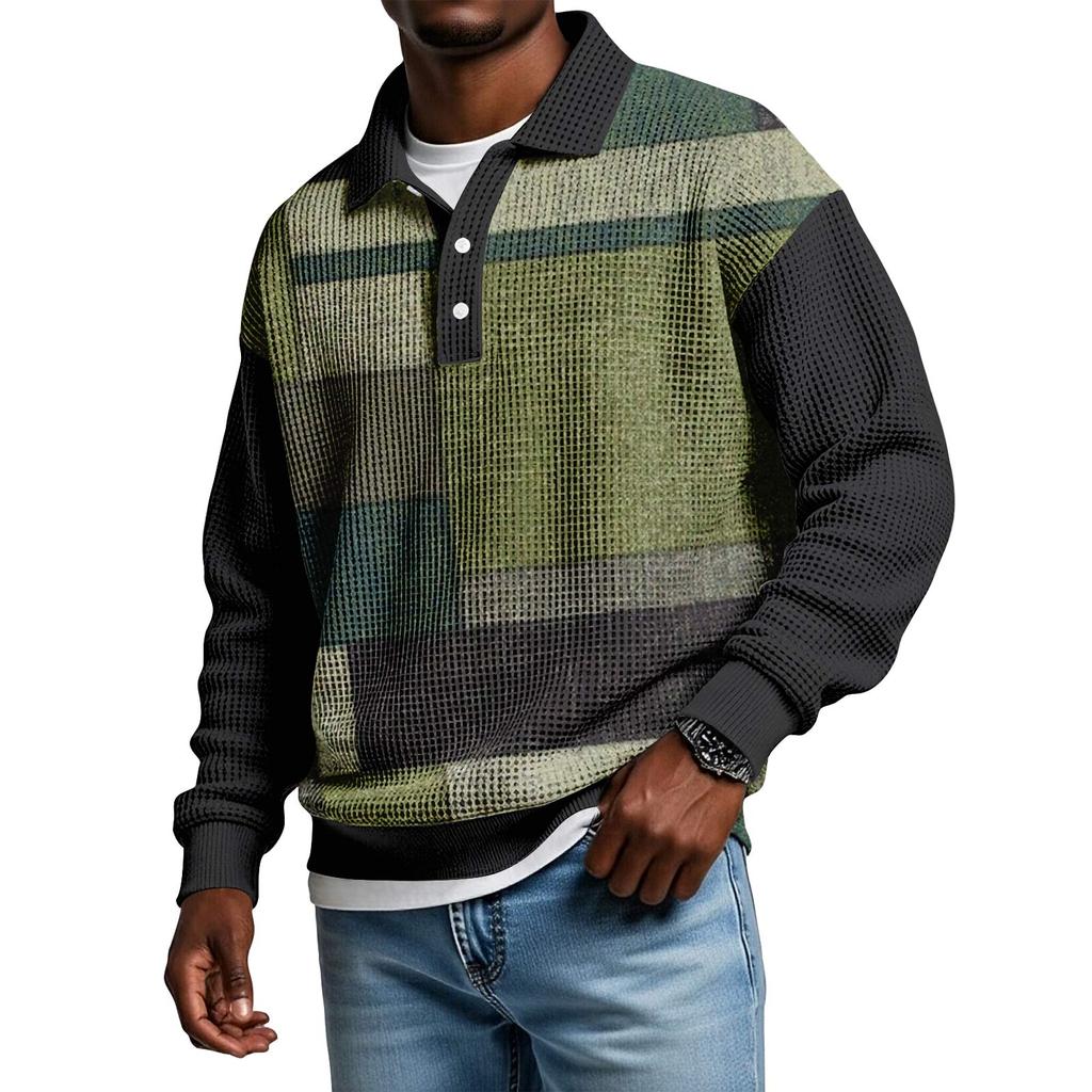 Męska koszula codzienna o luźnym kroju, zapinana na guziki, z kołnierzykiem i długim rękawem