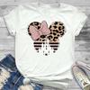 Cartoon Kawaii Tees Mickey Mouse Minnie Leopard Print T Shirt Funny Streetwear T-shirt Casual Tops Gift Unisex