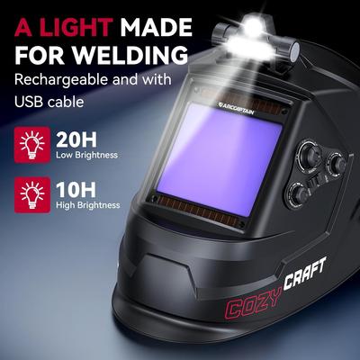 Casco per Saldatura Auto Oscurante, Schermo di Visualizzazione Grande 3,94"X3,66" Cappa per Saldatura a Colori Veri con 4 Sensori ad Arco Alimentato ad Energia Solare per Uomini