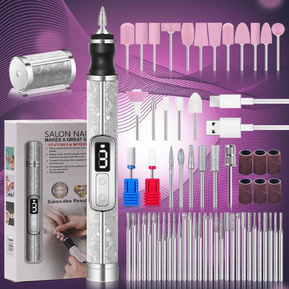 20000RPM Nail Polishing Machine Professional Nail Drill Multiple Gears Low Noise Nails Sander File Set For Manicure Salon Tools