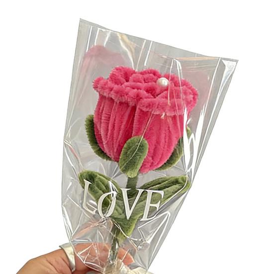 Finished Pipe Cleaner Artificial Rose Handmade Preserved Fake Flower Plush Twist Stick Floral Decoration Wedding Anniversary Mother's Day Birthday