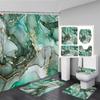 Marble Shower Curtain Set Creative Watercolor Ink Art Geometric Modern Bathroom Decor Floor Rug Bath Mats Toilet Lid Cover