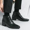 Herrenstiefel Business Lederstiefel Mode Schnürstiefel Knöchelhohe Reißverschluss Freizeitschuhe Spitz zulaufende Plateau Chelsea Stiefel