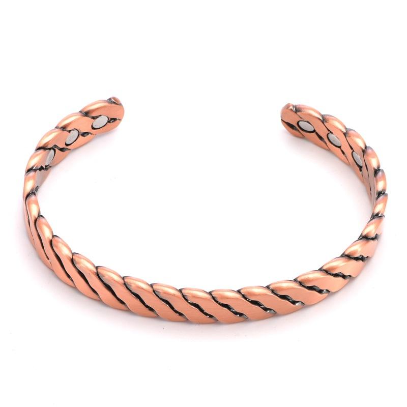 2026 Retro Style 99.9% Pure Red Copper 6 Magnetic Opening Braided Twist Copper Magnetic Bracelet