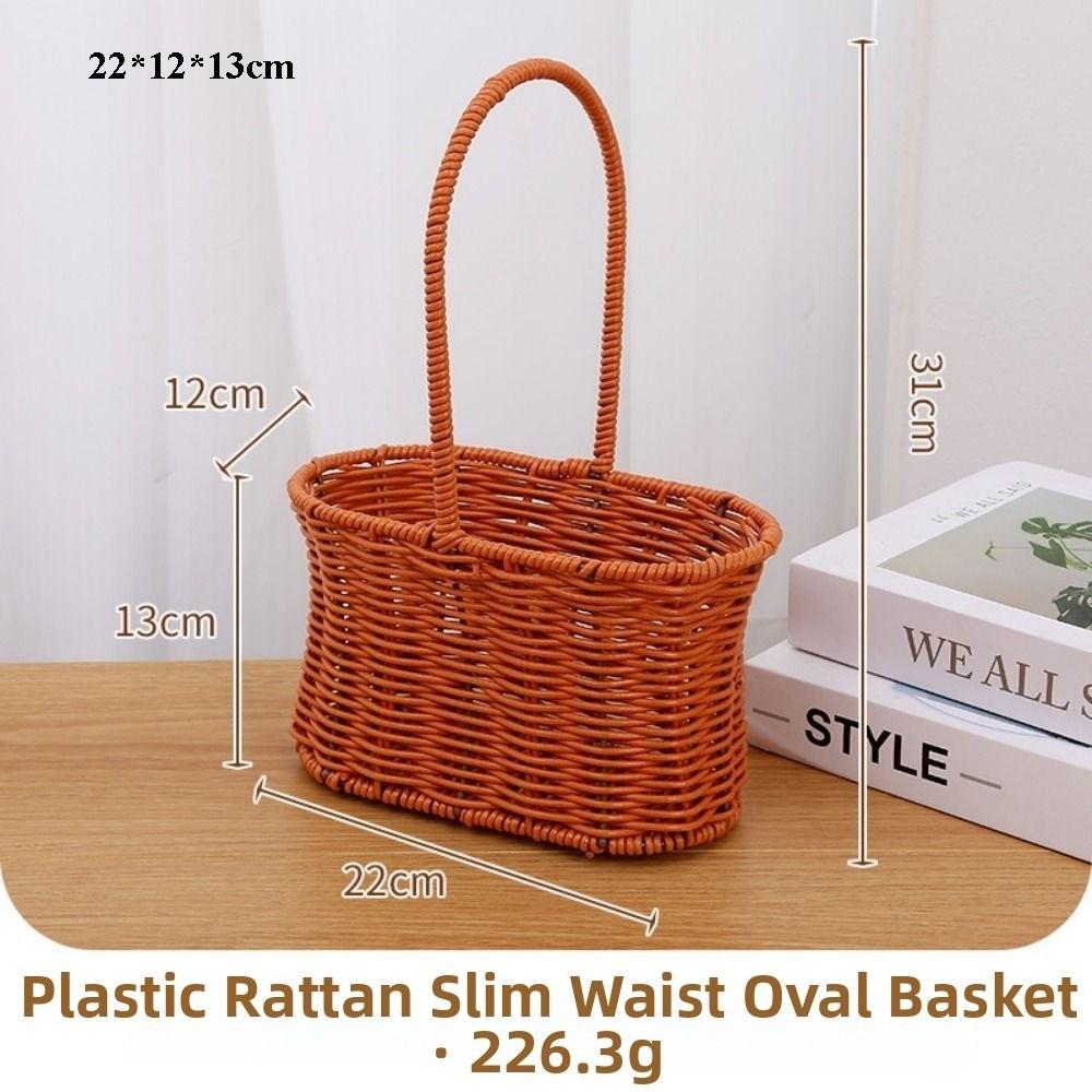 with Handle Imitation Rattan Storage Baskets Household Handwoven Home Decoration Braid Basket 8 Styles