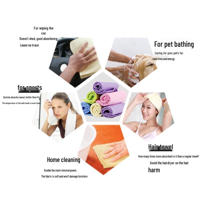 Quick-Dry Absorbent Pet Towel - Large, Strong Deerskin Imitation for Dogs/Cats & Car Wash