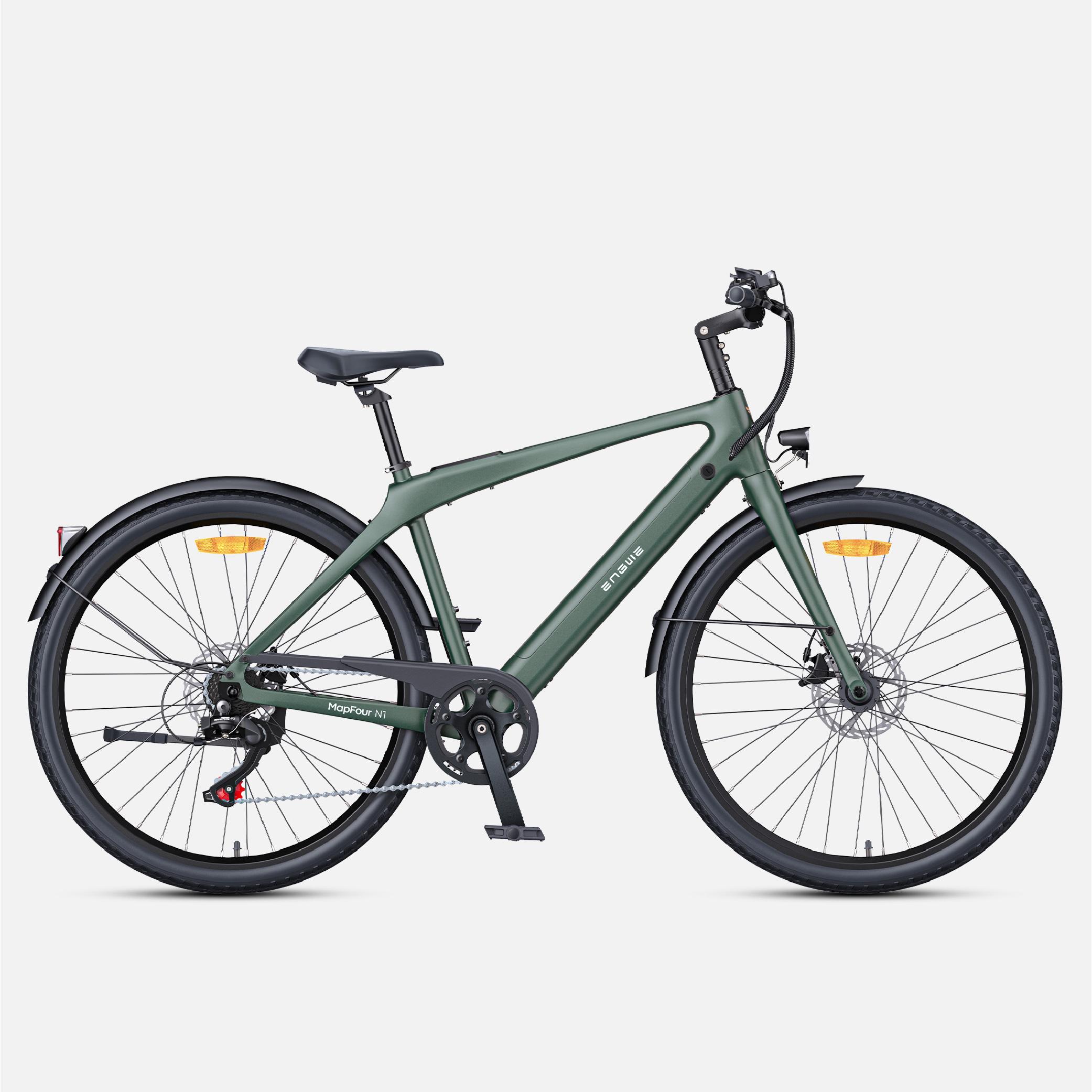 Bicicleta Eléctrica ENGWE N1 AIR Batería 36V 10Ah, Motor 250W, Autonomía 75km, Cuadro de Fibra de Carbono, Neumático 700*38C, Frenos de Disco 36V 10Ah verde