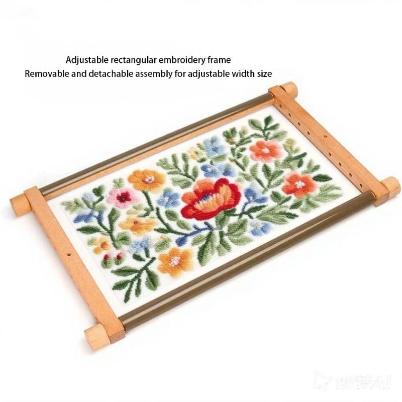 Mulfunctional Adjustable Wood Embroidery Frame Retangular Wooden Stitching Hoop for Needlework Stitching Sewing Craft