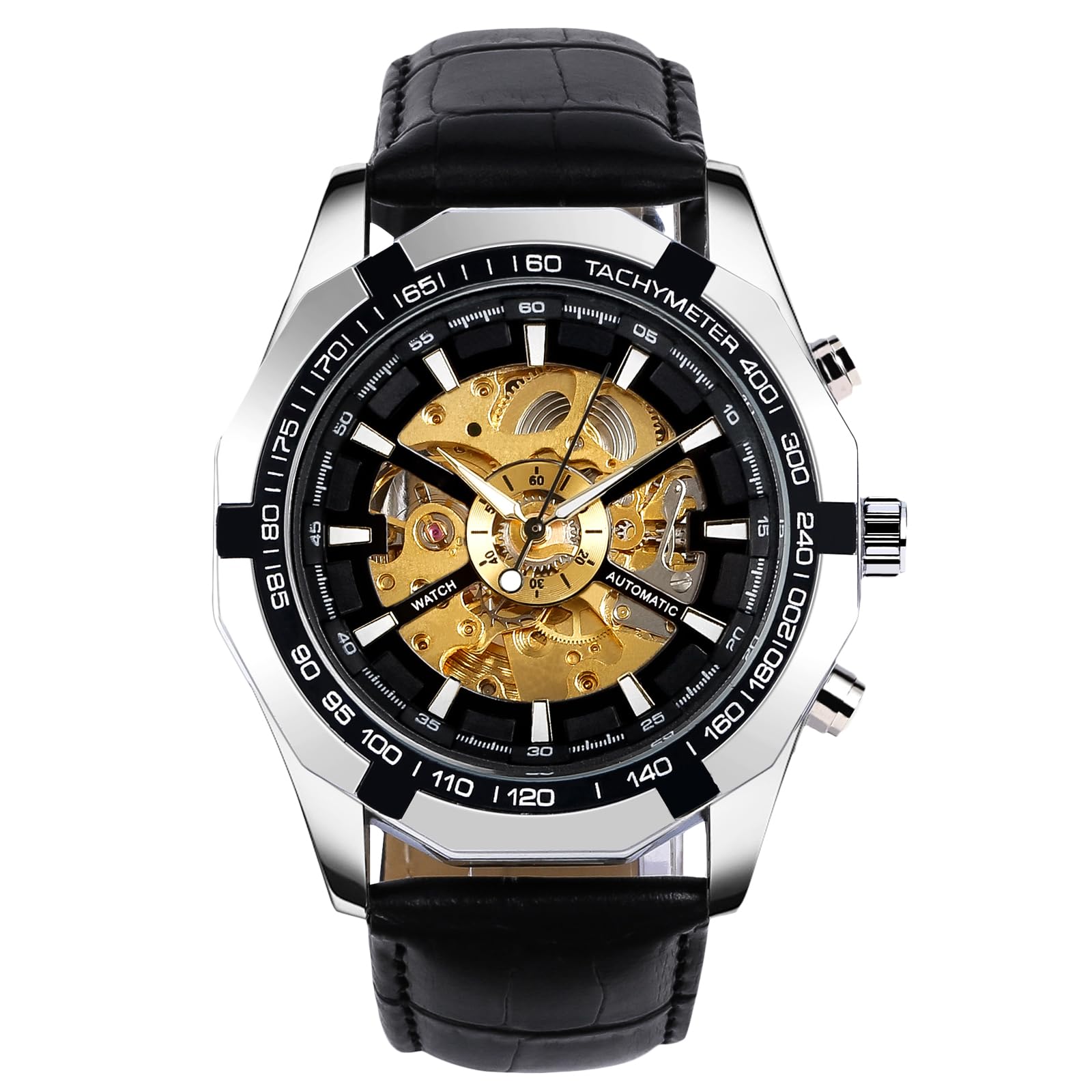 Мужские часы RORIOS, Роскошные механические часы, Автоматический завод, Механические часы, Мужские деловые часы, Светящиеся, Отображение даты, Нержавеющая сталь