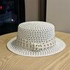 Temperament Polka Dot Flat Top Straw Hat Women's Summer Seaside Big Eaves Sunscreen Sun Hat Advanced Straw Hat