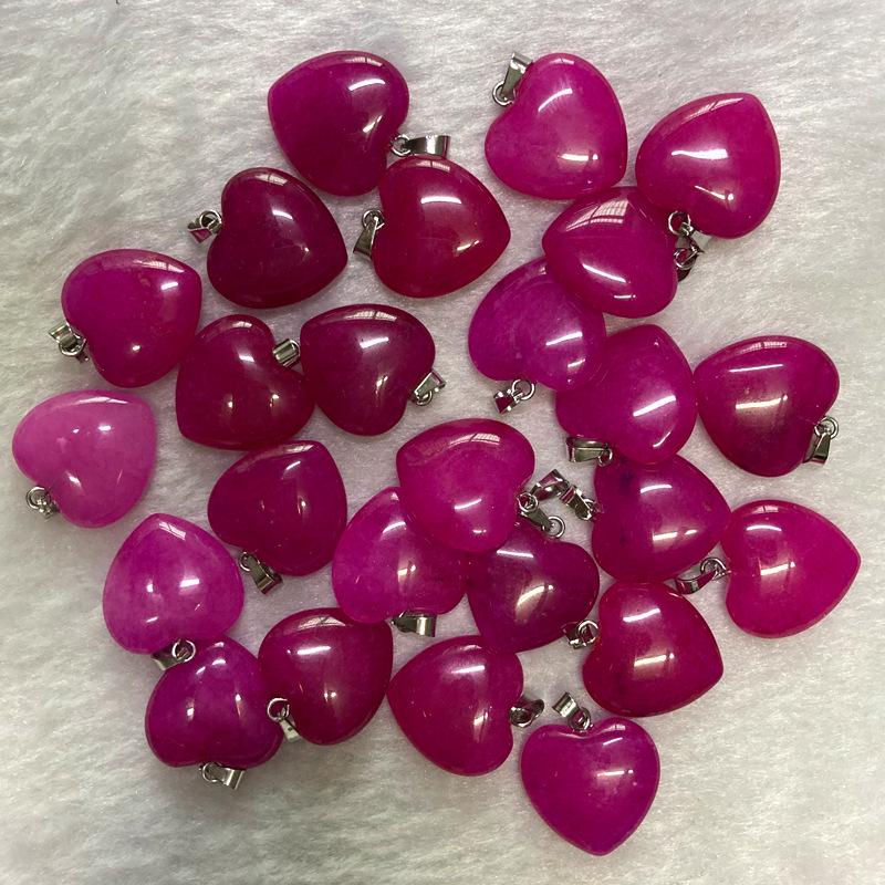 20mm Crystal Agate Heart Necklace Pendant - Natural Stone Jewelry Accessory