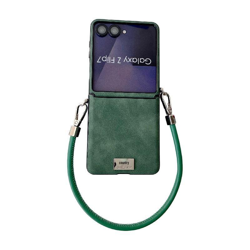 Samsung Z Flip7 Sheepskin Texture Case - Drop-Proof, Anti-Scratch PC with Anti-Lost Lanyard