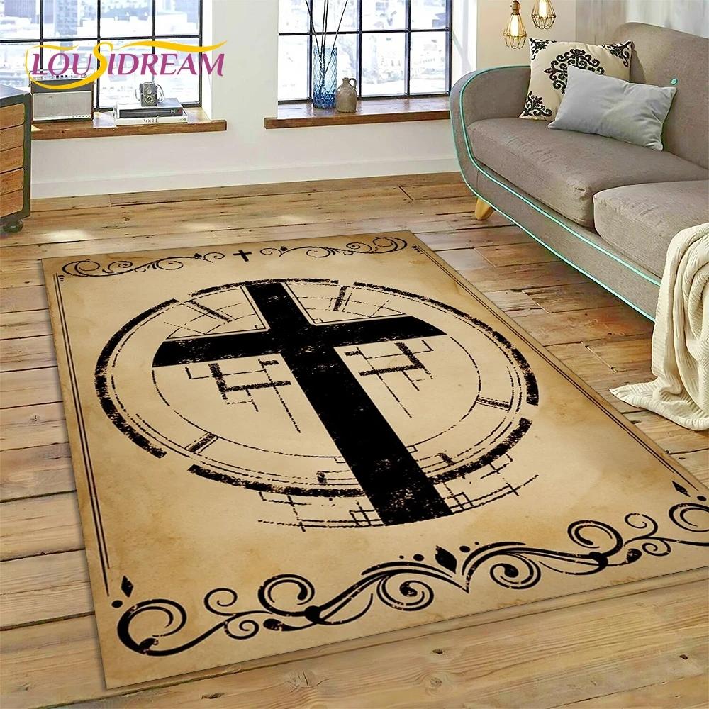 New 3D Pray Holy Bible Cross Jesus Carpet Rug for Bedroom Living Room Home Sofa Decoration,Children Game Large Decor Floor Mat