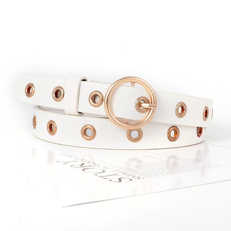 Versatile Pu Leather Belt For Women With Punching Detail And Buckle Metal