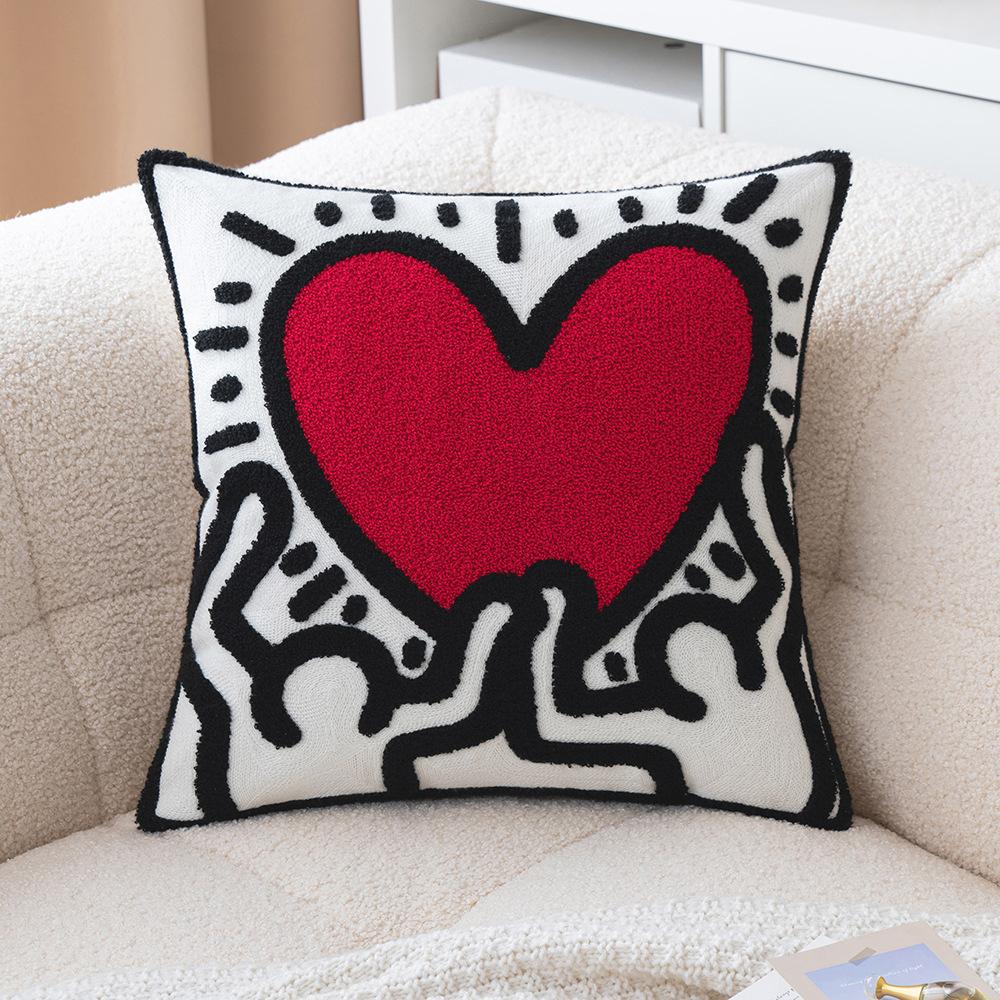45x45cm Geometric Embroidery Pillow Cover Medieval Light Luxury Living Room Sofa Cushion Cover Towel Embroidery Design Sense