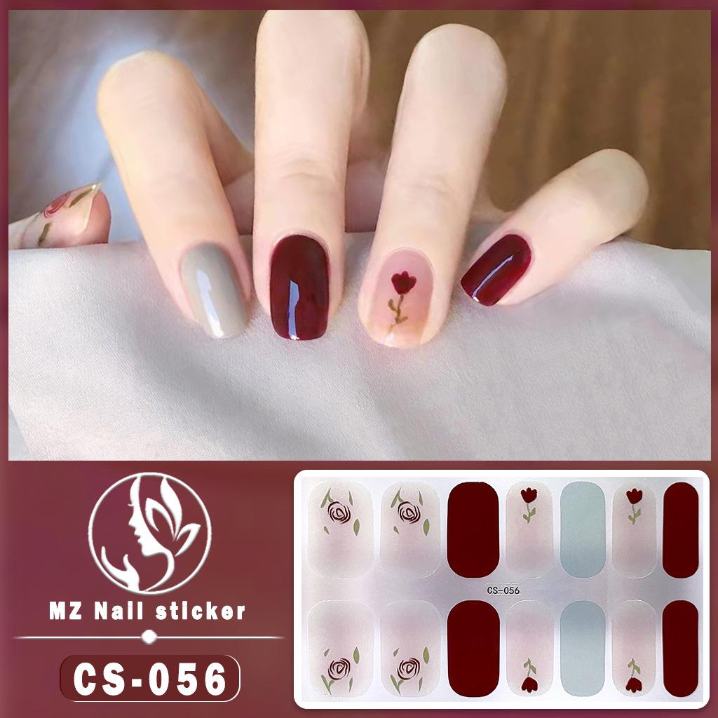 CS Waterproof No-Cure Gel Nail Wraps, Full Cover Spring & Summer Blend & Contrast Color Nail Stickers, Nail Patch Films