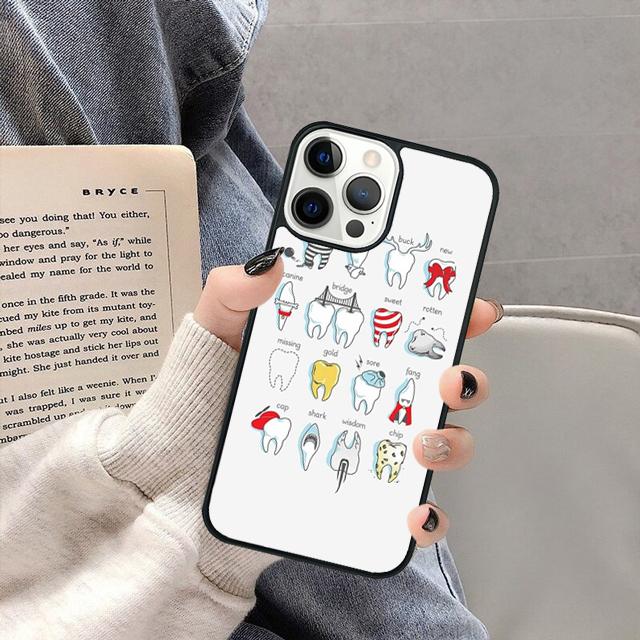 

Cute Dentist Teeth Phone Case Cover for iPhone 17 Air 16 16e 15 13 14 11 12 Pro Max Plus coque fundas Shell iPhone 13