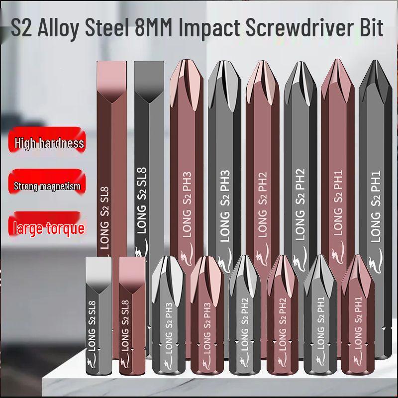 Phillips Flat-head Hex Impact Bit Set - S2 Alloy Steel