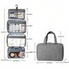 1pc Multi-Color Hanging Toiletry & Makeup Organizer Bag with Dry/Wet Separation – Gray, Navy Blue, Pink Four Color