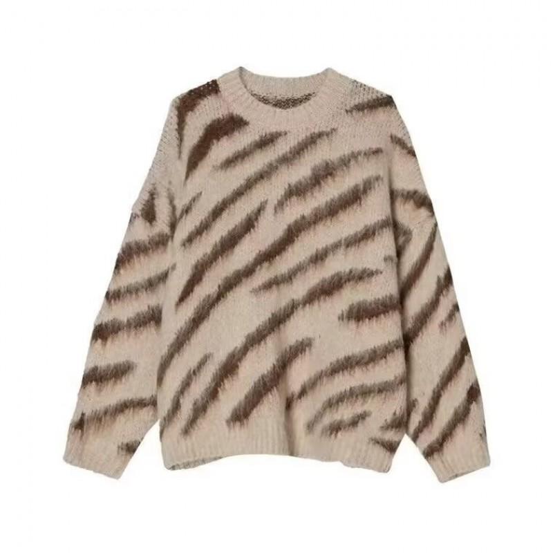 Pull Tricoté Oversize Hommes Femmes Hiver Chaud Coupe Ample Col Rond Manches Longues Pull avec Détail torsadé