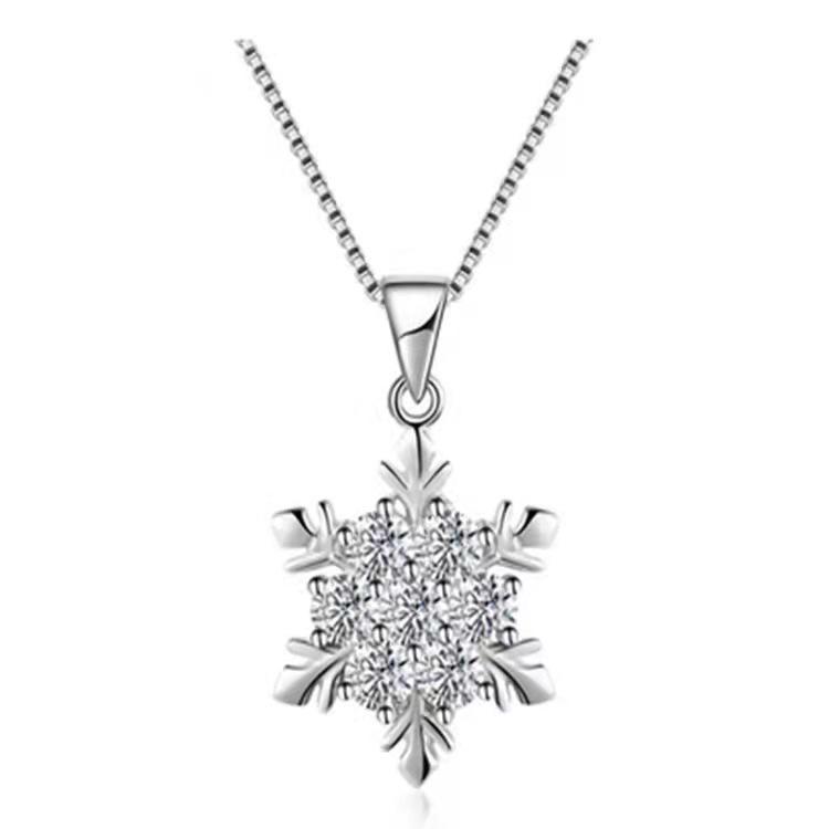 

Ожерелье-подвеска из стерлингового серебра 925 пробы «Снежинка» - Минималистичная легкая роскошь для осени/зимы, Идеальный подарок на Рождество/Новый год для девушки 925 Silver