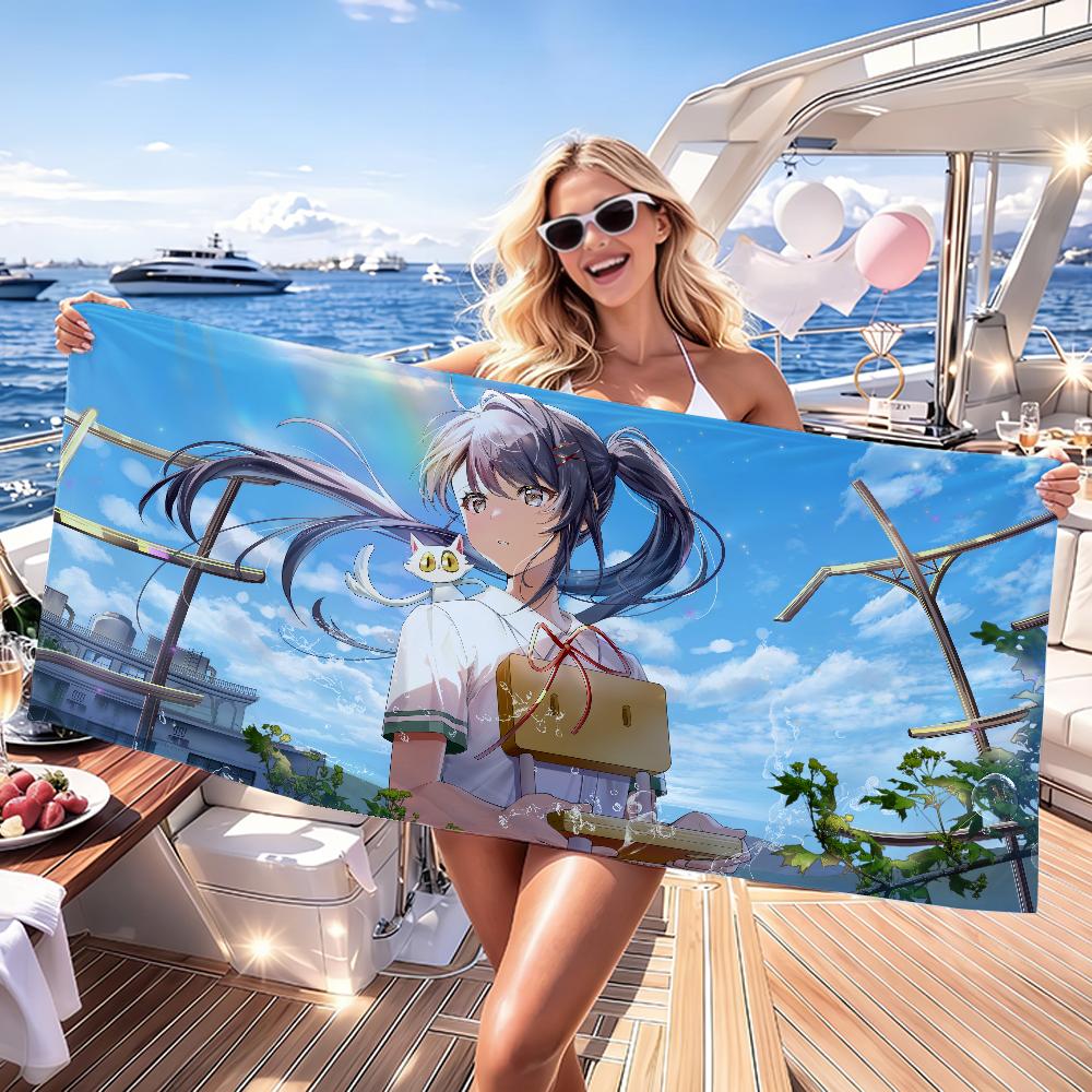 Movie S-Suzume Towel Quick Dry Absorbent Beach Towel for Sports, Fitness, Swimming and Outdoor Activities
