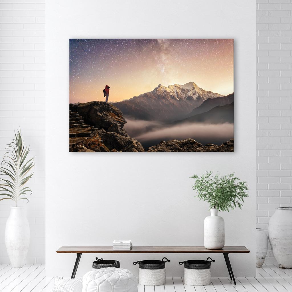 Canvas Print, Mountain Climbing Stars Sky