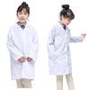 Bambini Unisex Camice Bianco Manica Lunga Tasche Uniforme Abbigliamento da Lavoro Dottore Infermiere Vestiti Ragazzo Ragazza Bianco Puro Estate Primavera