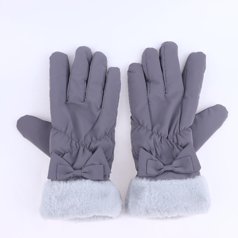 Ski Gloves Women Winter Fleece Thickened Warm Plush Cotton Waterproof Touch-Screen Gloves For Outdoor Riding Mountaineering