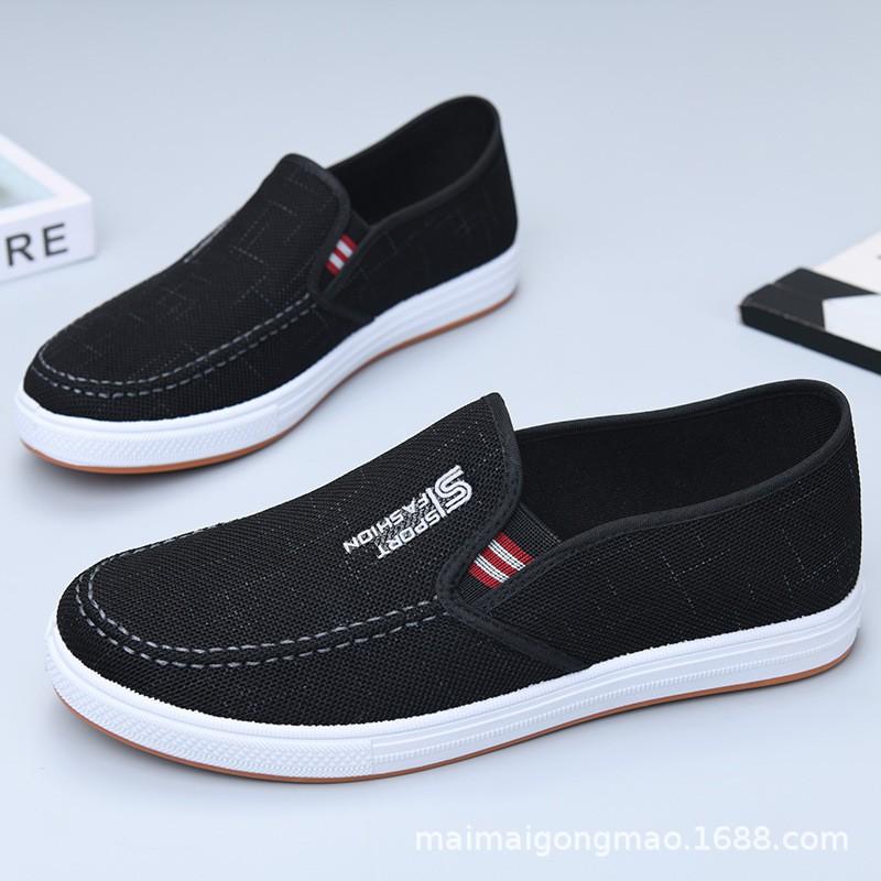 Mens Slip-On Canvas Loafers Breathable Non-Slip Casual Shoes Fall