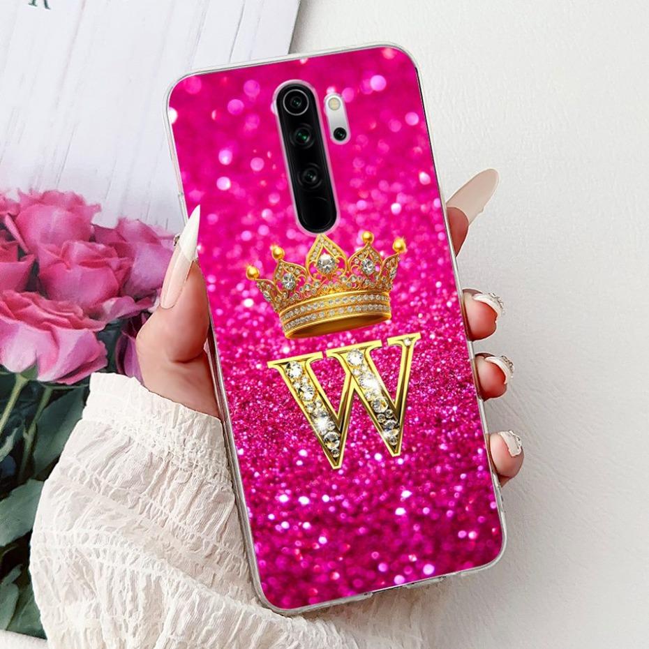 Fashion Crown Initial Letter Case For Xiaomi Redmi Note 8 Pro Note8 8T Soft Silicone TPU Cover For Redmi Note 8 8Pro Phone Cases