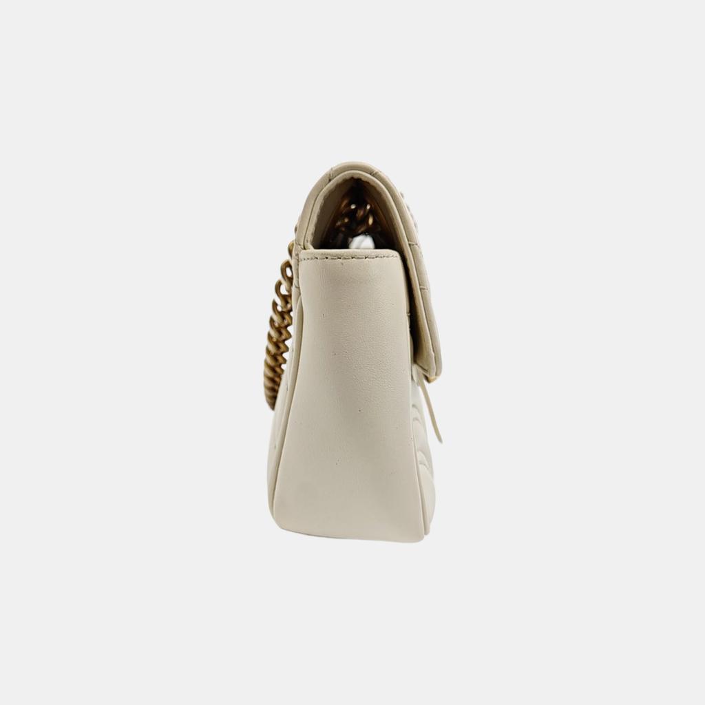 [Gebraucht] GG Marmont Doppel G Logo Nieten Federverschluss Klappe V Gestepptes Leder Mini-Schultertasche - Gut #15RGI17