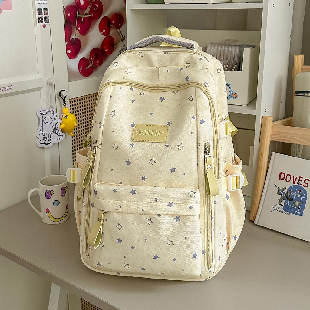 Schoolbag Cute Star Printed School Bag Female Junior High School Students Grades 3 To 6 Large Capacity Multi-Pocket Campus Backpack