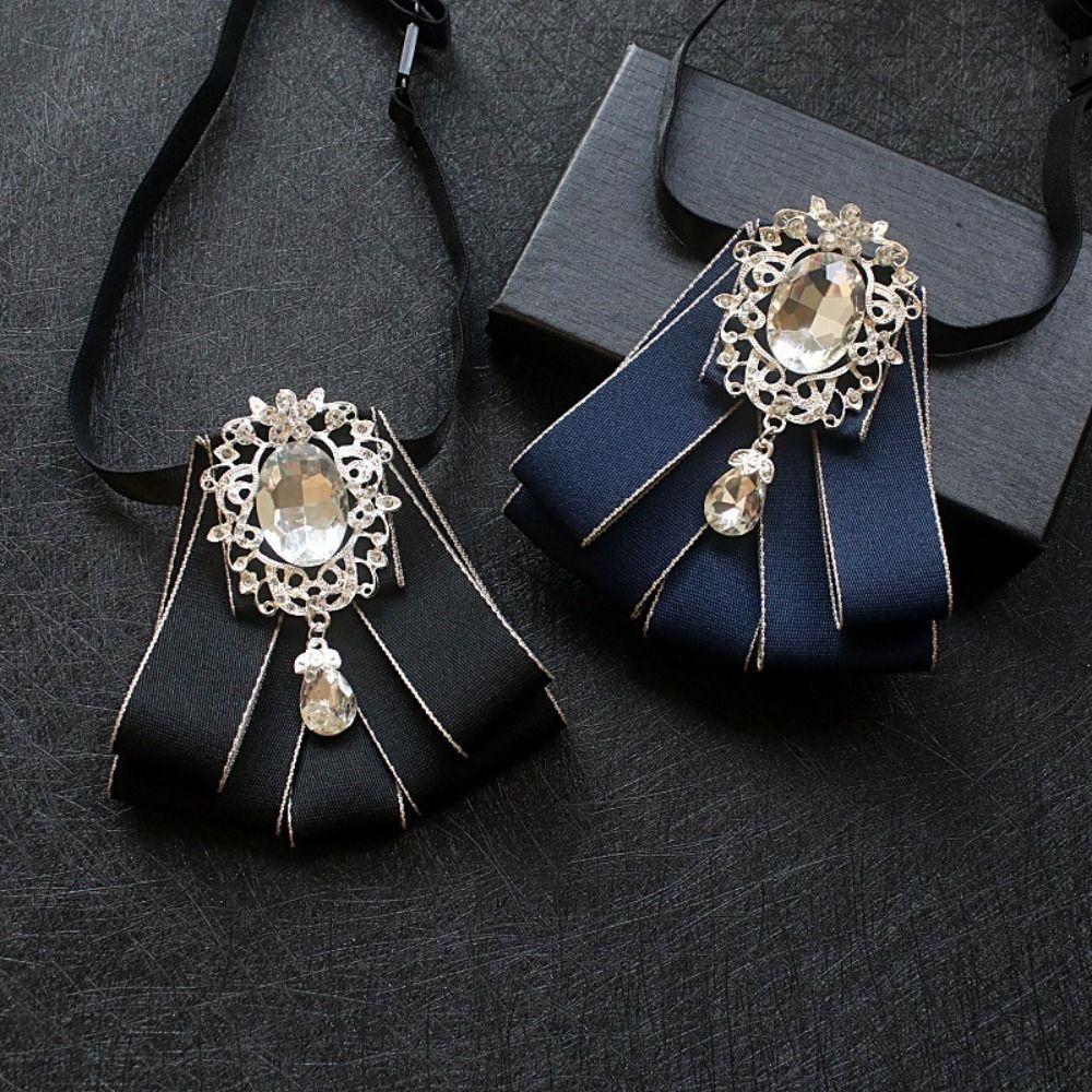 Polyester Strass Fliege Einfarbige Hemdkragen Luxus Band Fliege Täglich