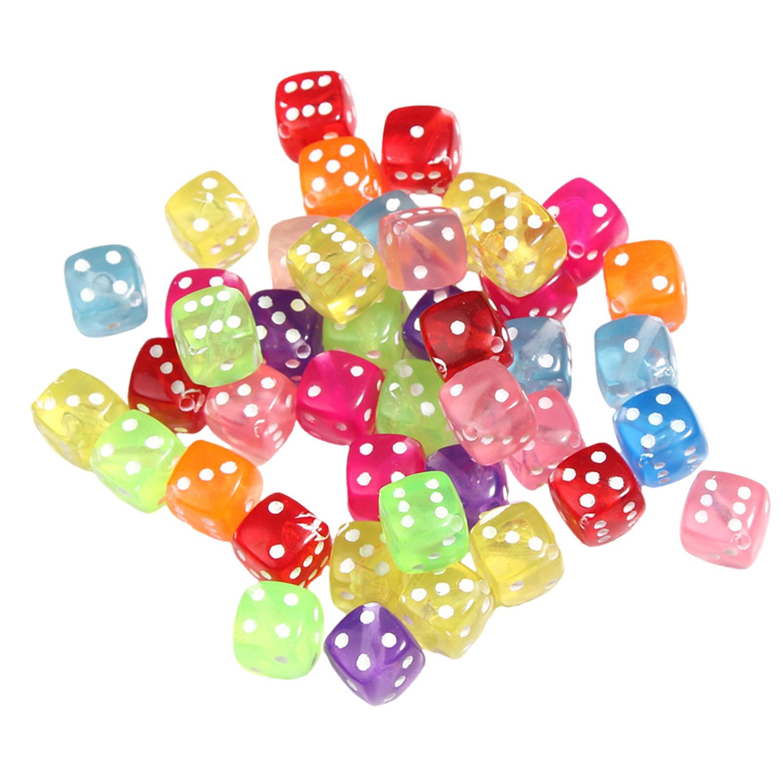 

50 Pcs Six Sided Dice Colorful Dice with Round Corners Table Game Dice Acrylic Dice Board Game Acessories for Party прозрачный