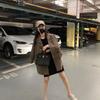 Women's Spring Retro Coffee-Colored Loose Suit Jacket - Casual, Fashionable, High-End Niche Design