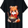 T-shirt Otaku Anime Panda Roux Mangeant des Nouilles Ramen Fleur de Cerisier(69)