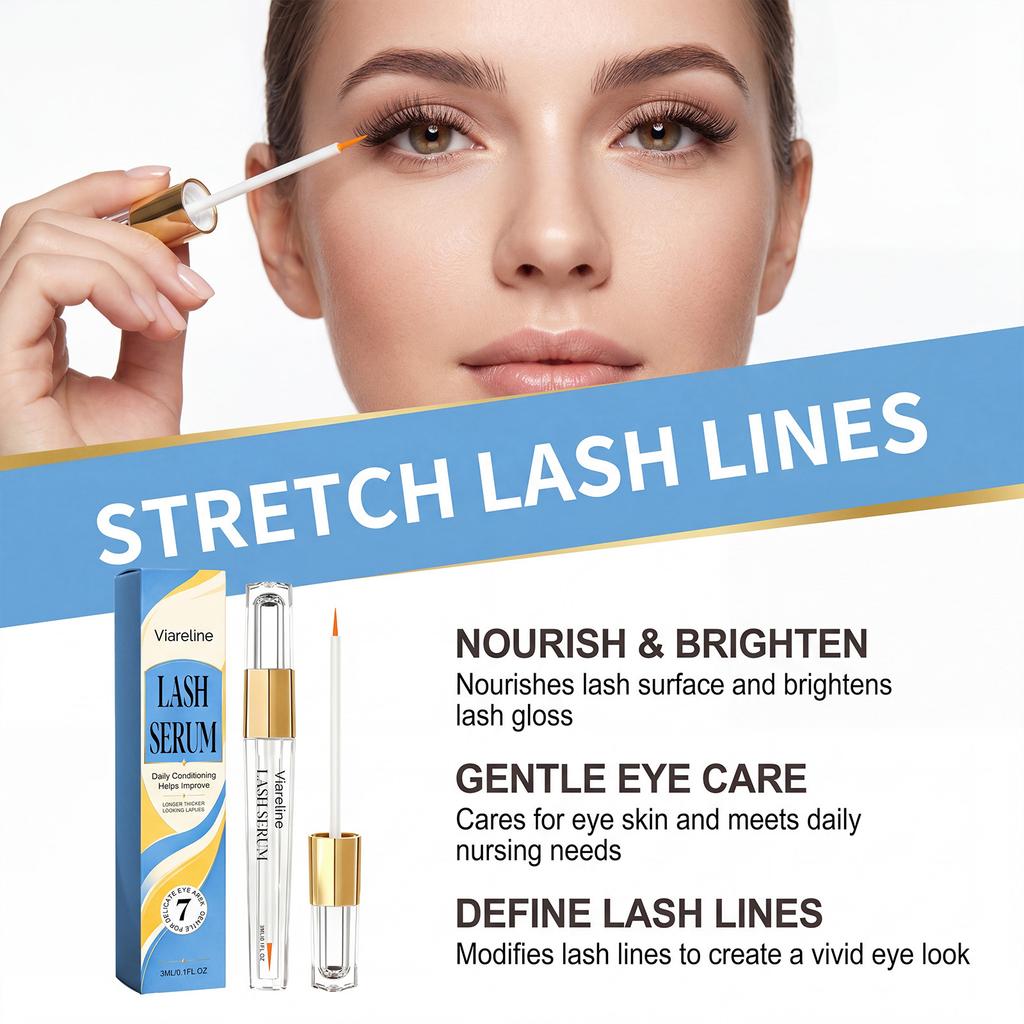 VIARELINE Sérum para Pestañas Suave Maquillaje de Ojos Sin Manchas Aplicador Portátil Diario para el Cuidado de los Ojos 3ml