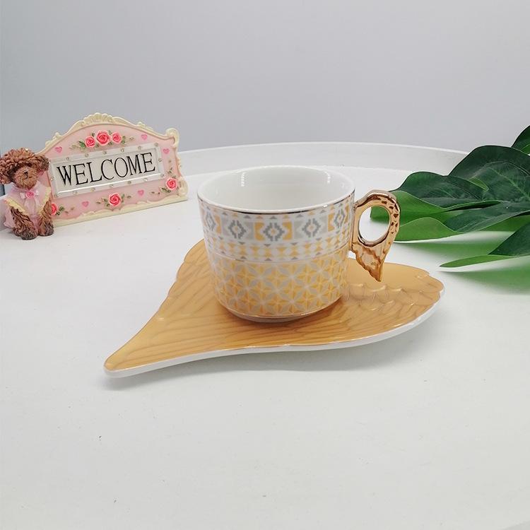 Light Luxury Angel Ceramic Cup Dish Cover, European High Aesthetic Coffee Mug, Home Afternoon Tea Cup, Holiday Gift Water Cups