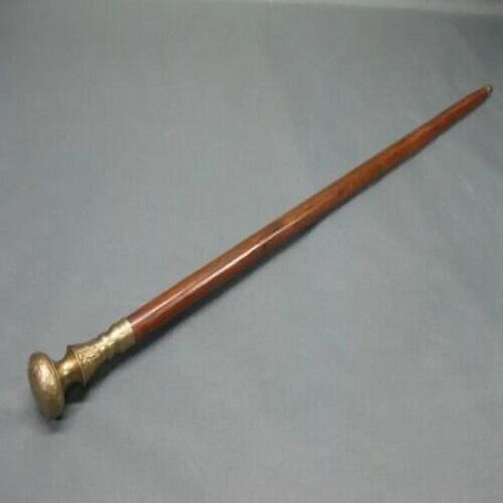 Walking Cane Wooden Walking Stick Brass Handle Knob Gift.