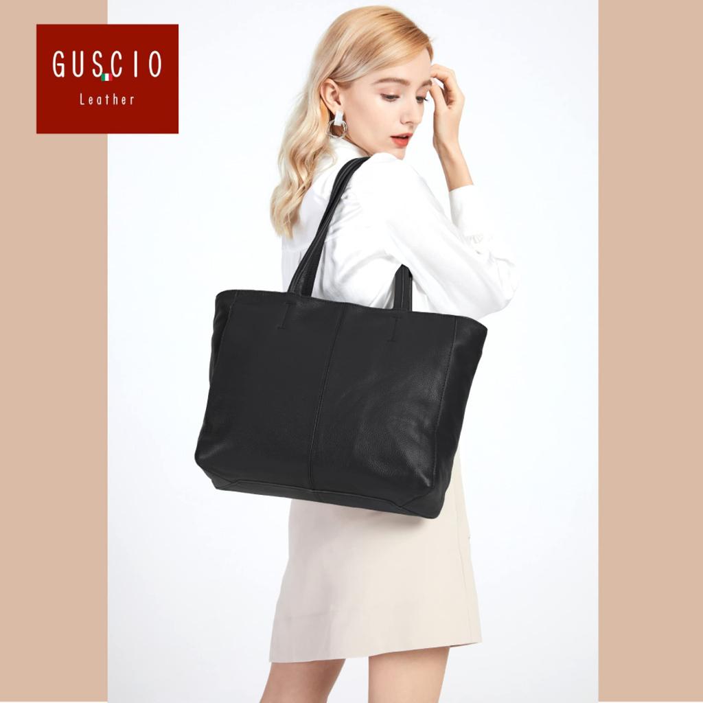 Leather Bag for A4 Cowhide Zippered Tote Commuter Shoulder Simple Suitable for Various Occasions GUSIO LEANGenuine Women, Size, 100% High-Quality
